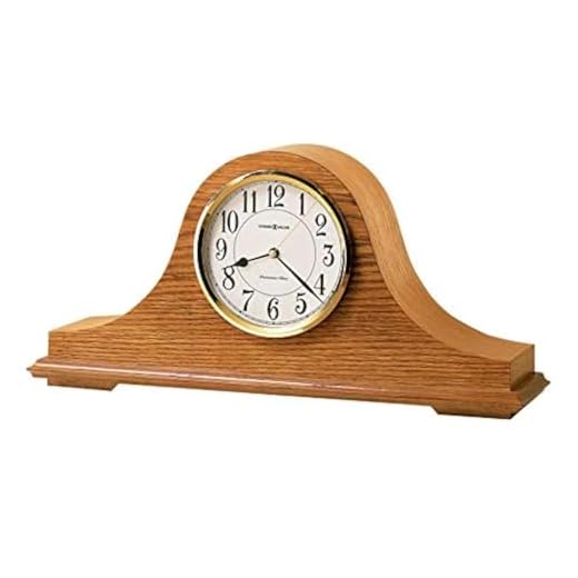 Howard Miller Echo Mantel Clock II 549-617 – Golden Oak Finish, Polished Brass-Finish Bezel, Black Numerals, Brass Second Hand, Quartz Movement, Westminster Chime