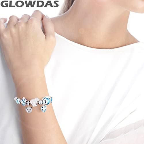 GLOWDAS 925 Sterling Silver Ocean Life Charms, Sea Turtles, Rose Gold Fish, Seahorse, Tropical Marine Life Dangle Beads, fit European Animal Bracelet, Gifts for Mothers Day/Valentines/Christmas