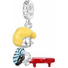 GNOCE Peanuts Snoopy Pendant Dangle Charm for Women, S925 Sterling Silver Dangle Charms for Women Wife, Valentines Day, Mothers Day Jewelry Schroeder Piano