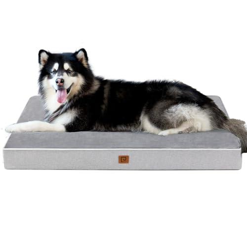 EHEYCIGA Waterproof Dog Bed Orthopedic 47'x29', Memory Foam Pet Bed for XXLarge Dog Bed, Washable Pet Mat with Removable Cover, Grey