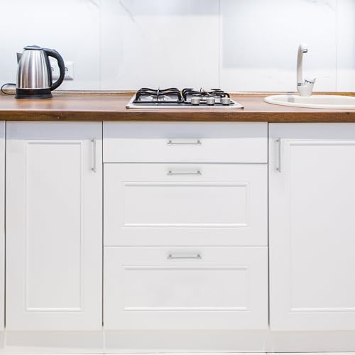 Image of Ravinte 5 Pack 5 Inch Hole Center Solid Kitchen Cabinet Handles Polished Chrome Dresser Pulls Cabinet Drawer Pulls for Kitchen Cupboard Hardware
