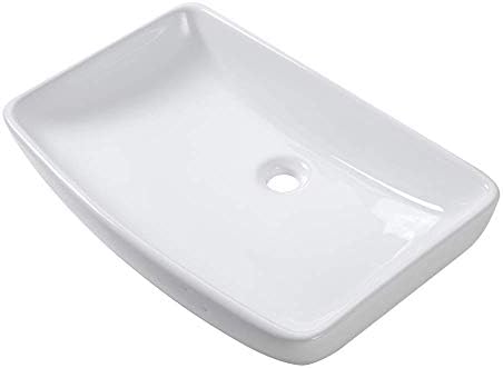 Vessel Sink Rectangular - Lordear 24 Inch Curved Rectangle Bathroom Sink Modern Above Counter White Porcelain Ceramic Bathroom Vessel Vanity Sink Art Basin