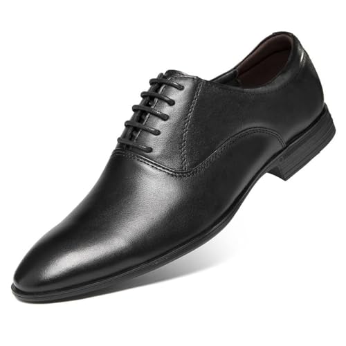 Men's Pointed Toe Leather Oxford Dress Shoes Lace Up Patent Leather Wedding and Office Shoes