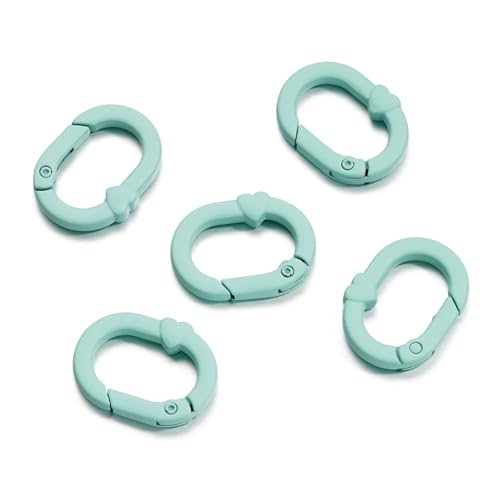 O Ring Clips 30pc Colorful Metal Oval Ring Snap Hook Spring Clasps Clips Key Connectors for Plumbing, Automotive & Industrial Equipment(Lake Green)