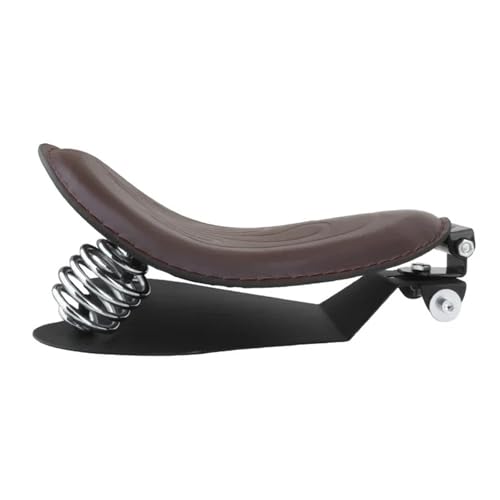 Asiento de moto marrón de cuero para rutas de fin de semana en Chopper y Bobber