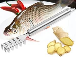 PARMANTRA ENTERPRISE 2PCS Fish Scale Remover Scraper Fish Cleaning Tools Fish Skin Remover Stainless Steel Sawtooth Fish Cleaning Brush Machine for Kitchen Fish Scaler Cutting Knife 2
