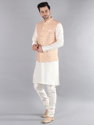 Image of Uri and MacKenzie Men's Silk Blend Kurta Pajama with Designer Ethnic Nehru Jacket /Modi Jacket