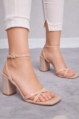 Image of WFS Women 3.5 Inch Elegant Block Heel Sandals for Women with Ankle Strap