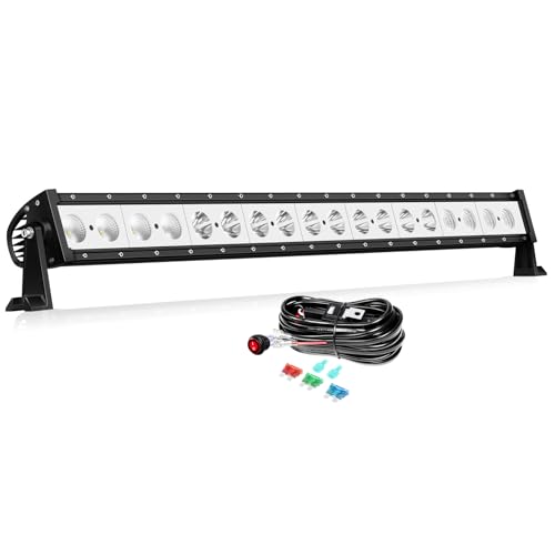 Willpower 36 inch LED Light Bar with Rocker Switch Wiring 90W Single Row Spot Flood Beam Lightbar Waterproof Roof Bumper Driving Fog Lights for Vehicle 4x4 Off Road Truck Car Cabin Boat ATV UTV