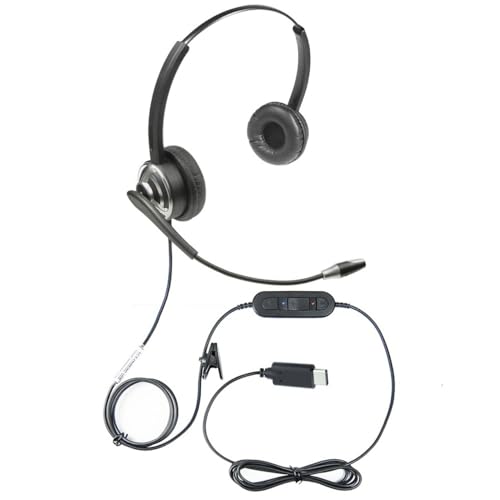 ECS WordCommander USB-C Voice Recognition Headset, Dual Ear, Noise-Cancelling Boom Mic, Premium in-Line Sound Card, Pro-Flex Wire, Ideal for Voice-to-Text, Superior Audio Quality, Comfortable Fit