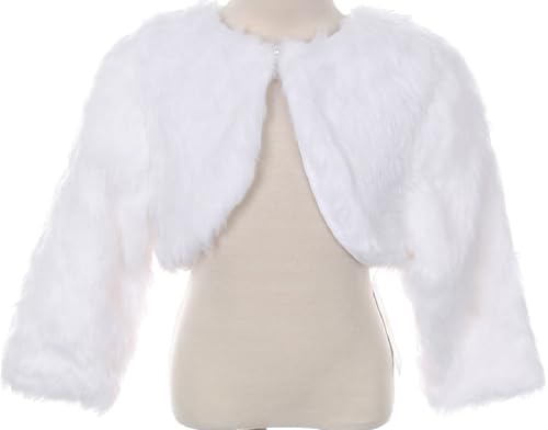 BluNight Collection Little Girls Faux Fur Flower Girl Cardigan Sweater Bolero Jacket Shrug2