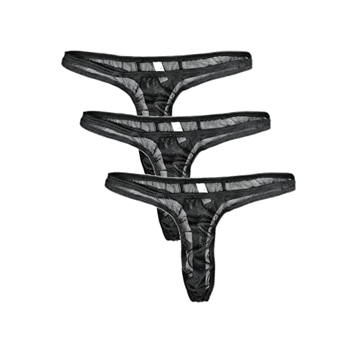 Tangas ultra finas de la ropa interior de la bolsa del bulto de la malla transparente para, Negro/Negro/Negro, talla única