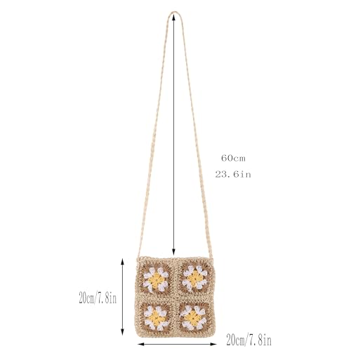 CHIC DIARY Women Straw Crossbody Bag Beach Purse Handmade Woven Shoulder Bag Boho Crochet Purse2