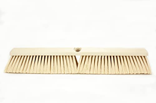 SPARTA Omni Sweep Plastic Push Broom Head, Heavy Duty, Industrial Broom With Color Code System For Outdoor, Indoor, Garage, Concrete, Patio, Kitchen, Bathroom, 18 Inches, Tan