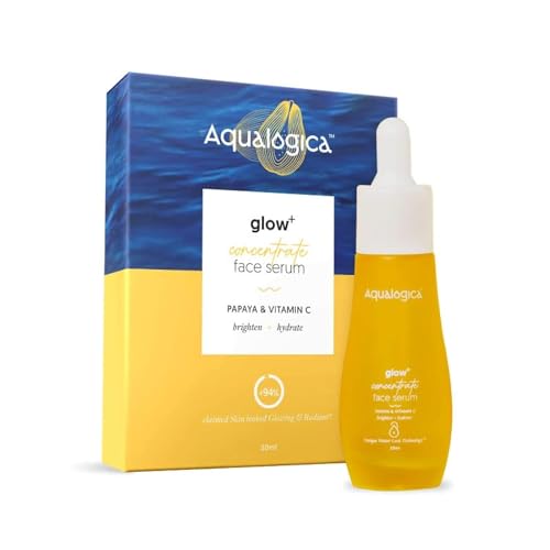 Aqualogica Glow+ Concentrate Face Serum | Radiance Serum with Vitamin C & Papaya | Gives Glowing Hydration to All Skin Types | Fragrance & Color Free Formula | 1.01 Fl Oz/30ml