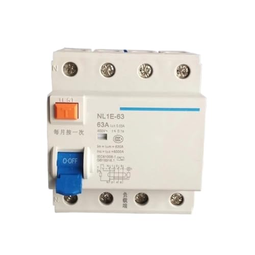 Disjoncteur différentiel NL1E-63 3P+N 63A 30mA pour protection contre les courants résiduels