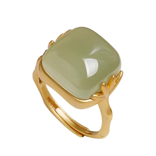 Bague Bambou Réglable En Jade Synthétique Vert – Style Asiatique Vintage, Anneau Empilable Pour Femme – Bijou Élégant Pour Mariage, Soirée Ou Cadeau
