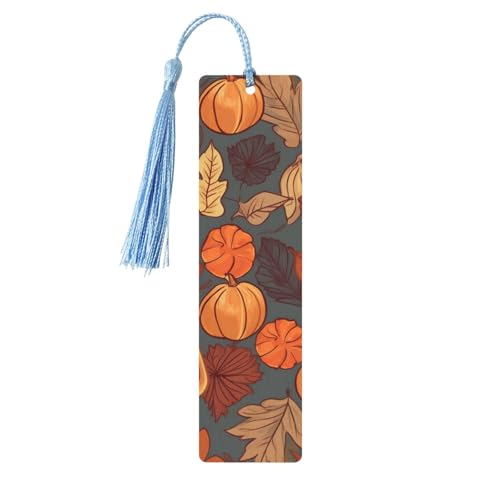 タッセル付き秋のしおり、女性、男性用の木製ブックマーク、本好きのためのハンドメイドブックマーク、読書ページマーカー木製タグオーナメント、誕生日教師へのギフト。