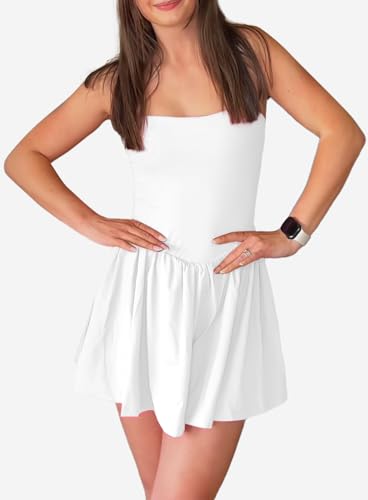 Womens Square Neck Tennis Dress Built in Shorts and Removable Bra Golf Athletic Outfits Workout Yoga Wear3