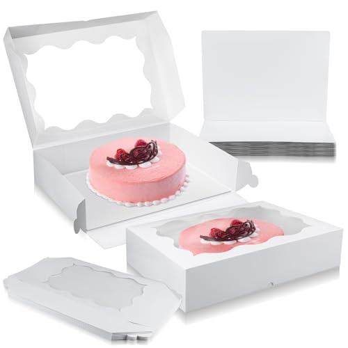 Newtay Lot de 12 boîtes à gâteau rectangulaires blanches avec fenêtre - 48,3 x 35,6 x 10,2 cm