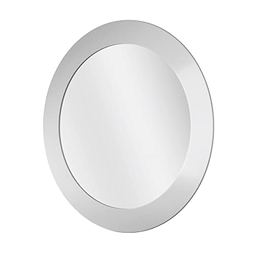 Blue Canyon Bathrooms - Espejo de pared redondo para el baño (40 cm), borde de color blanco