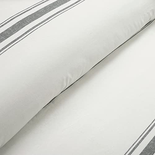 Image of Lush Decor Farmhouse Stripe Reversible Cotton Duvet Cover Twin XL Size 2 Piece Set Dark Gray - Twin XL Bedding Set - Striped Duvet Cover - Dorm Essentials
