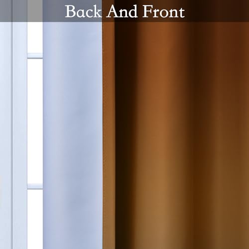 Image of SimpleHome Burnt Orange to Grey White Ombre Room Darkening Curtains 63 Inch | Curtains for Living Room,Light Blocking Thick Thermal Insulated Grommet Window Curtains Drapes for Bedroom, 2 Panels,52Wx63L
