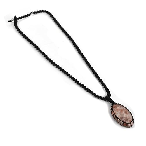 Image of KE KANHA EXPORTS Natural Moonstone Healing Crystal Pendant Jewellery - Handmade Macrame Rainbow Moonstone Necklace for Women (Adjustable Cotton Cord)