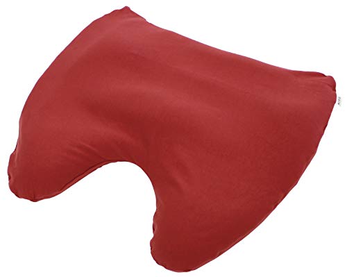 MOGU 枕 まくら 肩枕 ビーズ枕 安眠枕 仰向け 横向き対応 日本製 肩が軽くなるまくらカバー付 (W60×D60×H3・10cm) レッド