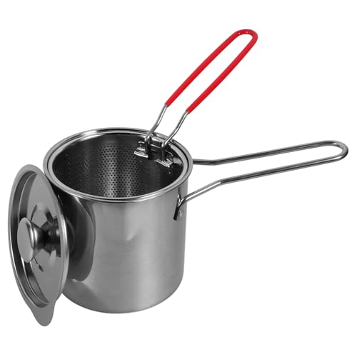 SOLUSTRE 1 Set Fry Food Deep Fryer Steel Stainless Oil Pot Small Fryer Pot with Basket Pans Use for Drain Frying Fryer Oil Strainer Cookware Grease Cooking Induction Mini Deep Fryers