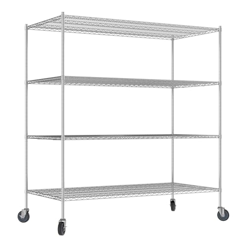 QUIET BOOK Commercial NSF Listed Chrome Mobile Wire Shelving Kit 36