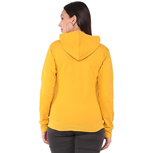 Image of JUNEBERRY Cotton Fleece Yellow Hooded Sweatshirt for Women /Girls