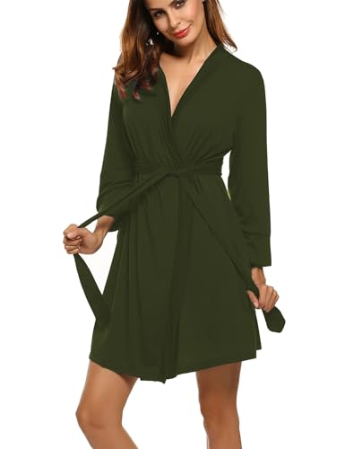 Image of HOTOUCH Womens Robe Lightweight Short Knit Bathrobe Soft Ladies Sleepwear with Pockets