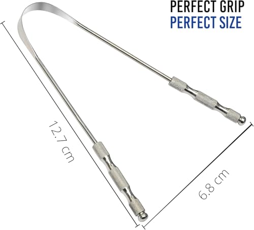 MOMENT [Pack of 2] Tongue Scrapper for Adults and Kids, Surgical Grade Stainless Steel Tongue Scrubber for Bad Breath, Oral Care, Bacteria, and Hygiene, Tongue Scrapper for Adults