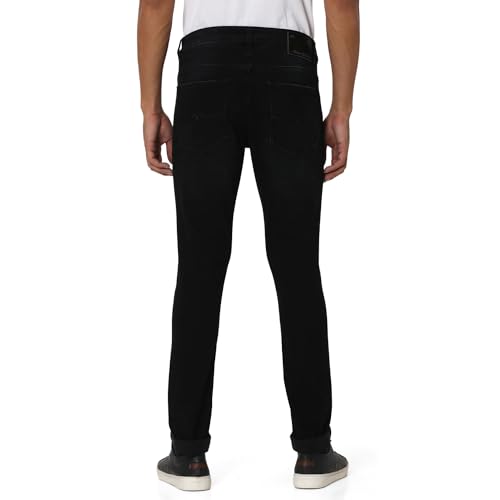 Image of MUFTI Men's Black Skinny Fit Stretch Jeans