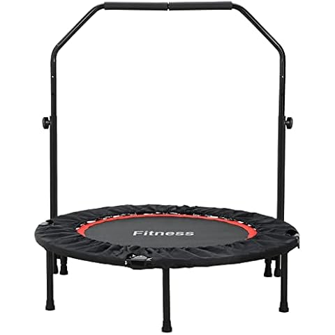 Fitness Trampolin - Ø 101cm Faltbar Trampoline mit Höhenverstellbarer Haltegriff Indoor/Outdoor 150kg Belastbar Runden Trampolin Cover