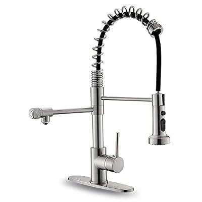GIMILI Filter Kitchen Faucet for Water Filtration System Drinking Water Faucet 3 in1 Commercial Style Pull-Down Single Handle, Brushed Nickel (Without Water Filtration Device)
