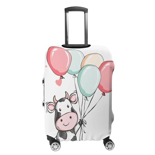 Elastic Luggage Cover Protector Balloon And Cow Washable Suitcase Sleeve Durable Travel Suitcase Case Cover with Zipper Openings Fits 19-32 Inch Luggage (M)4