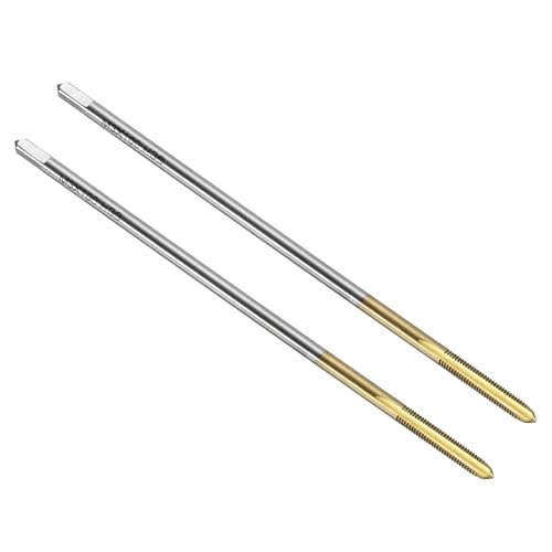 sourcing map 2pcs Straight Flute Thread Tap, M3 x 0.5 100mm Extra Long Metric Titanium Coated Screw Threading Tapping Tool Thread Milling Machine Taps, High-Speed Steel 6542 (HSS 6542)