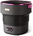 GarveeHome Mini laveuse et sécheuse, 12 L Portable Mini Lave-linge, Petit lave-linge pliable avec tour de panier pour le voyage, Appartement, Chaussettes, Sous-vêtements, Noir & violet