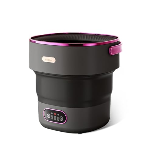 GarveeHome Mini Washing Machine and Dryer, 12 L Portable Mini Washer, Foldable Small Washing Machine with Basket Spin for Travel, Apartment, Socks, Underwear, Black & Purple