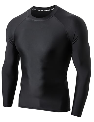 LAFROI Maillot de Compression à Manches Longues UPF 50+ pour Homme Black Size MD