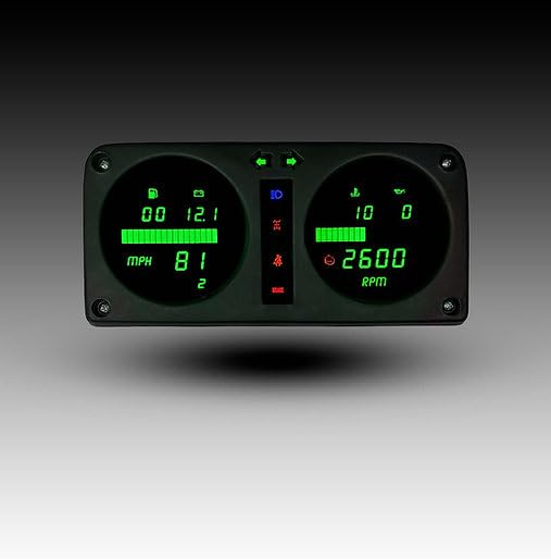 Elite Digital LED Gauge Panel for 1980-1995 Suzuki Samurai SJ410/SJ413 - Modern Dashboard Cluster Upgrade DP1300 (Green)