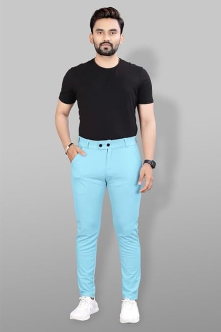 Image of Twill Lycra Men Trouser | Standard Fit Casual & Office Wear | Soft Stretchable Fabric | Comfortable Bottom Wear