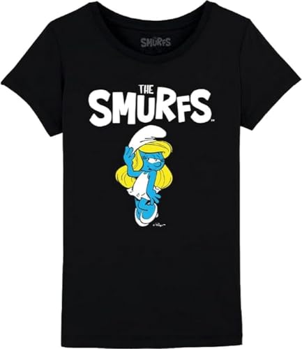 Les Schtroumpfs Gismurfts002 Camiseta, Negro, 8 Años Niñas