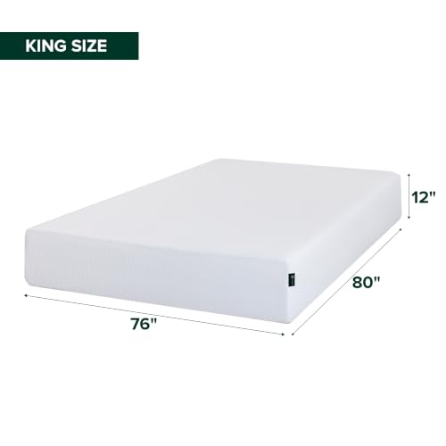 Image of Zinus 12 Inch Green Tea Cooling Memory Foam Mattress [New Version], King, Fiberglass Free, Medium Firmness, Cooling Gel Foam, Certified Safe Foams & Fabric, Mattress in A Box