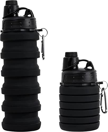 Image of Kiditos Collapsible Expandable Silicone Sipper Water Bottle for Kids | Ideal for Sports, Trekking, Cycling, Gym & School Water With Snap Hook, Grey (1 Unit)