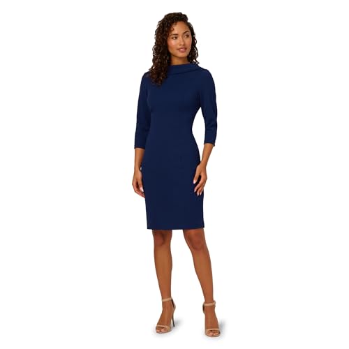 Image of Adrianna Papell Women's Rolled Neck Crepe Midi Dress