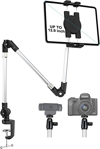 Aozcu Flexible Tablet Stand Holder For Bed, 35In Aluminum Long Arm Ipad Camera Mount For Desk, 360° Rotation Webcam Stand With 1/4 Screw For Ipad Pro 11 Air Mini, Switch, Iphone, More 4-12.9" Devices #TOP17