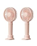 Linlinwill Portable Handheld Fan 2 Pack, USB Rechargeable Mini Fan, Ultra Quiet, 3 Speeds with Phone Holder Base, All Day Battery for Outdoor Indoor (Pink)